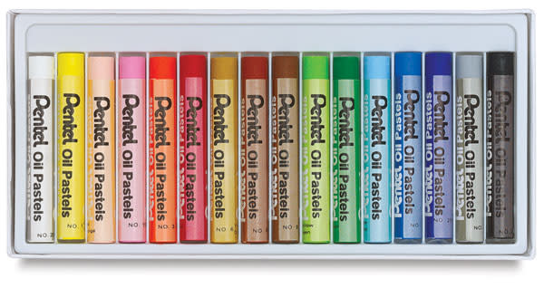 Pentel PHN16 Oil Pastel Set With Carrying Case,16-Color Set, Assorted
