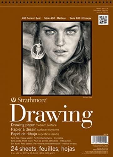 Strathmore 400-6 400 Series Drawing, Medium Surface, 12"x18", 24 Sheets , White