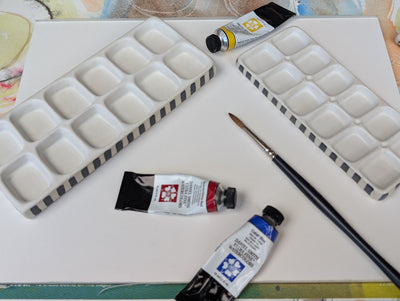 March Moon-12 welled Ceramic Watercolor Palette