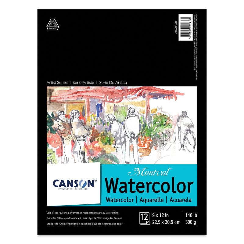 9x12 Canson Montval 140lb CP Pad(12 sheets)