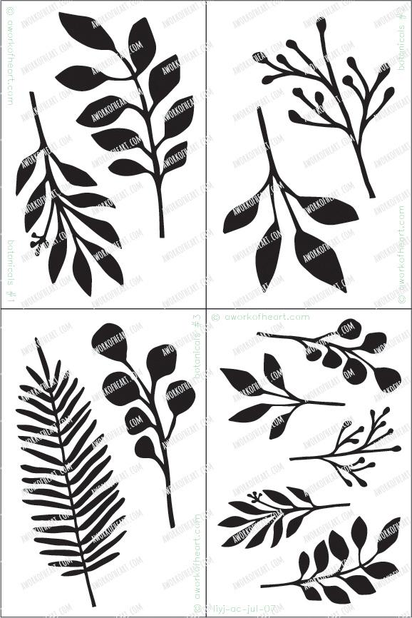 Custom Stencil Botanical 4 Set
