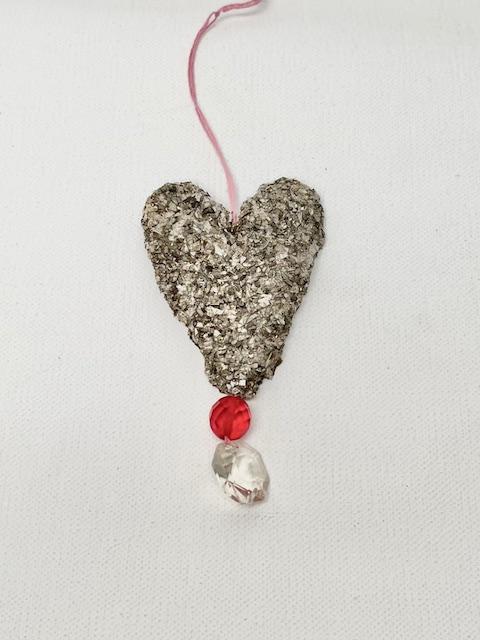 German Glass Glitter Ornament Heart