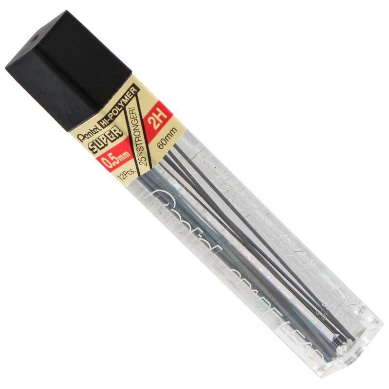 Pentel 0.5mm Super Hi-Polymer Pencil Lead 2H 12 lead tube
