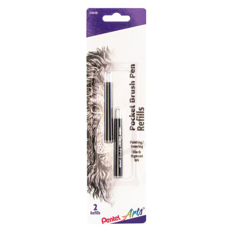 Pentel Arts Pocket Brush Pen Refills 2pk Black