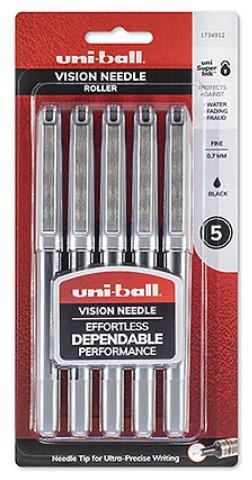 Uniball Vision Needle Roller Fine 0.7mm Black(5pk)