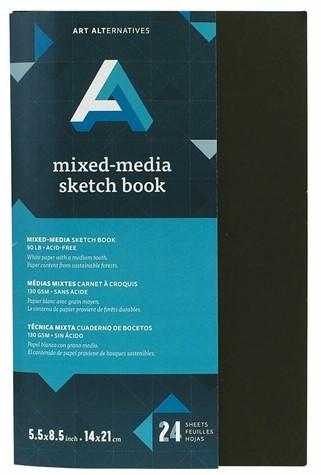 Art Alternatives Black Sketch Book Multimedia 5.5 X 8.5, 24 pages