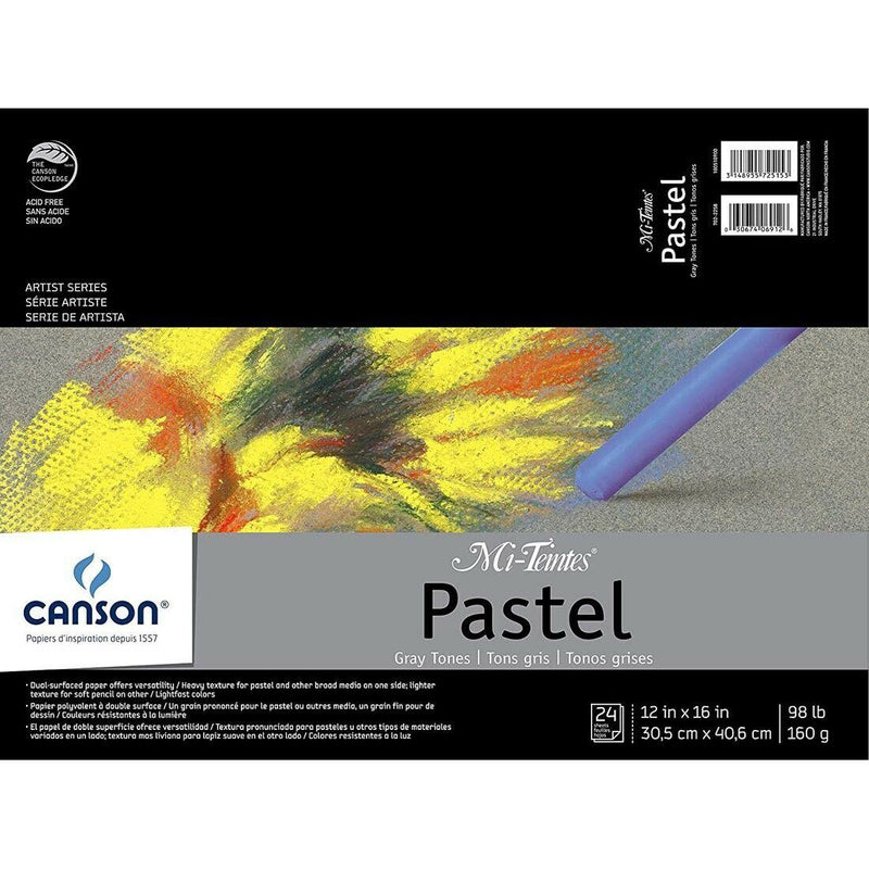 Canson Mi-Teintes 12x16 Pastel Paper 24pg Gray Tones