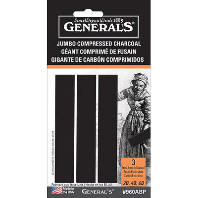General's Jumbo Compressed Charcoal 6B 3pcs