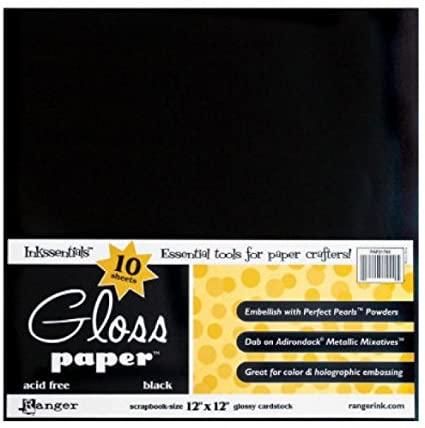 Ranger Inkssentials Black 12"x12" Gloss Paper