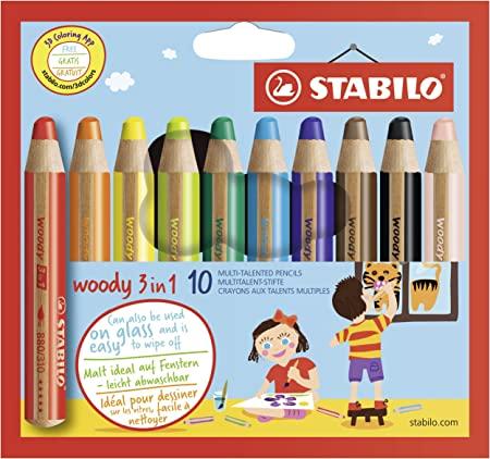 Stabilo Woody 3in1 Pencil 10pc Set w Sharpener